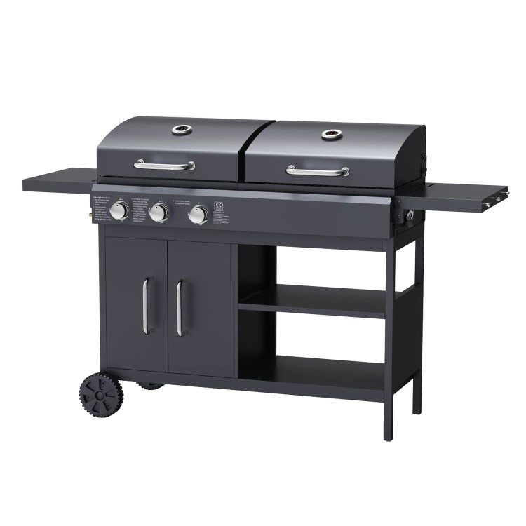 Boss Grill Georgia Dual Fuel - 3 Burner Gas & Charcoal BBQ Grill - Black
