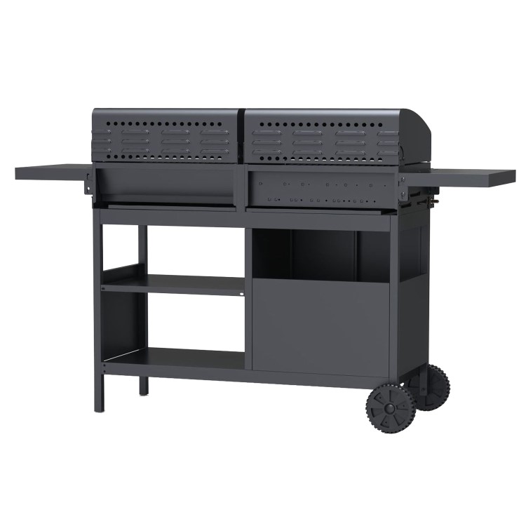 Boss Grill Georgia Dual Fuel - 3 Burner Gas & Charcoal BBQ Grill - Black