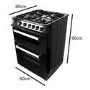 electriQ 60cm Double Oven Gas Cooker - Black