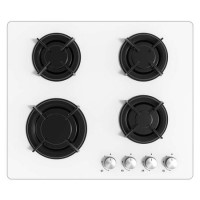 electriQ 60cm Gas on Glass 4 Burner Gas Hob - White Glass