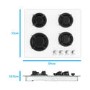 electriQ 60cm Gas on Glass 4 Burner Gas Hob - White Glass