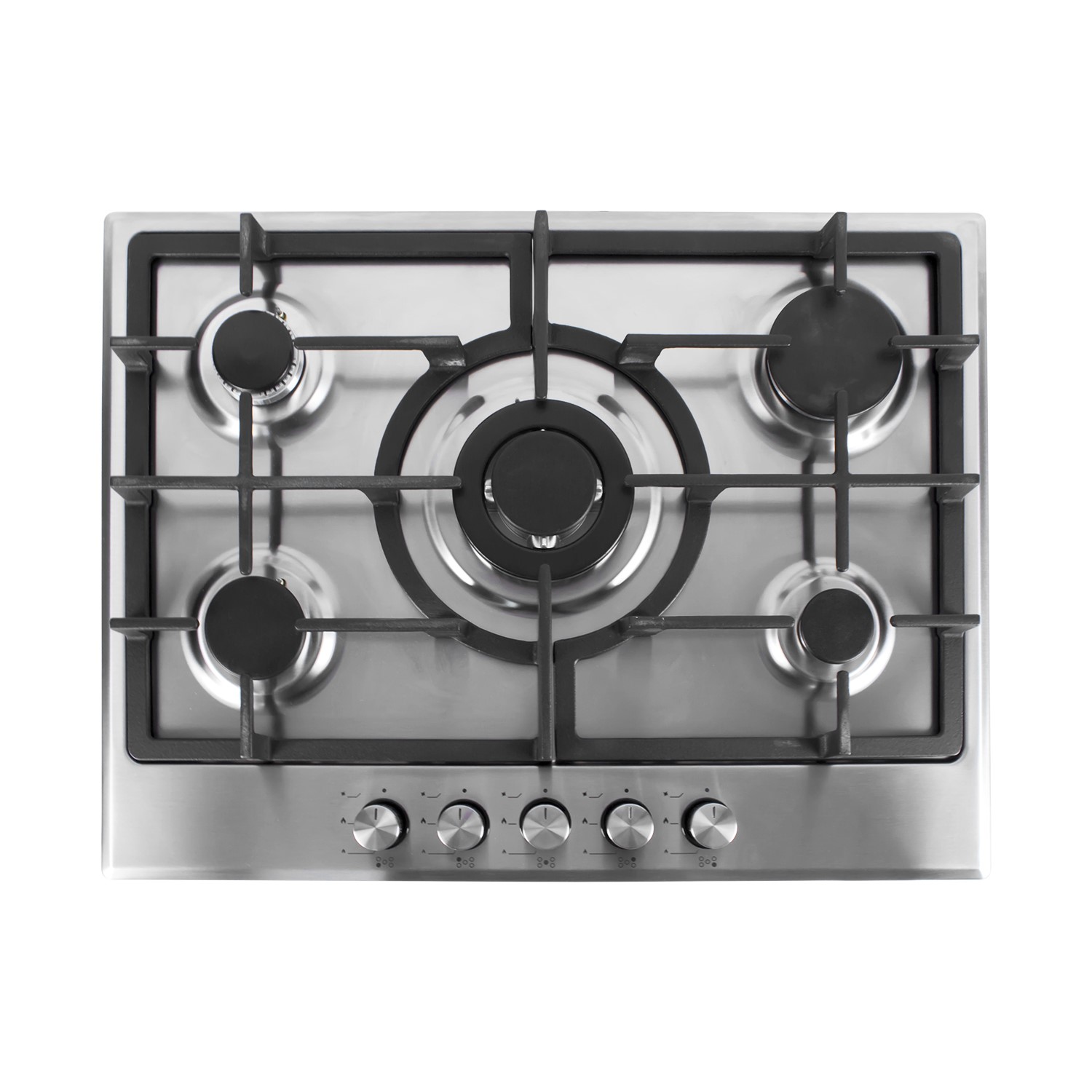 electriQ 70cm 5 Burner Gas Hob in Stainless Steel BuyItDirect.ie