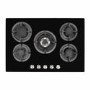 electriQ 75cm Gas on Glass 5 Burner Gas Hob - Black