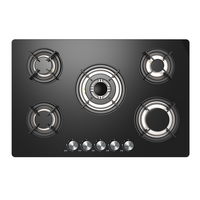 iQ 77cm Black Glass on Gas 5 Burner Gas Hob