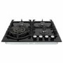 electriQ 60cm 4 Burner Gas on Glass Hob - Black