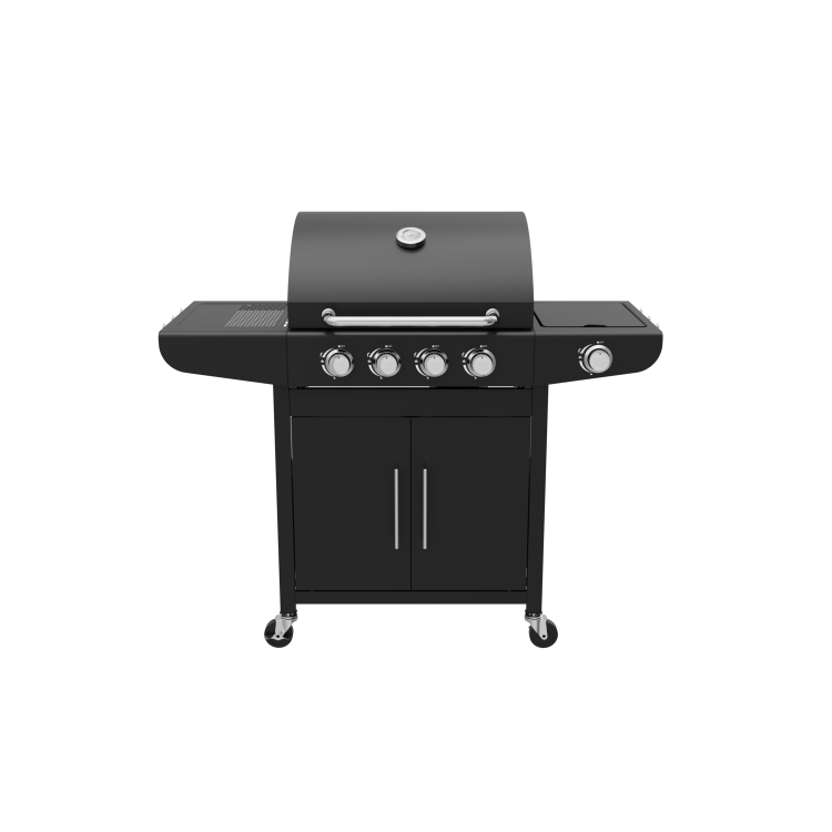 Boss Grill Georgia Classic - 4 Burner Gas BBQ with Side Burner - Black