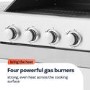 Boss Grill Georgia Classic - 4 Burner Gas BBQ with Side Burner - Silver