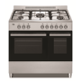 electriQ 90cm Dual Fuel Double Oven Range Cooker Stainless Steel