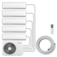 electriQ iQool Multi-Split 5 x 12000 BTU Smart Wall Mounted Split Air Conditioner with Heat Pump - Pipe Kits Included