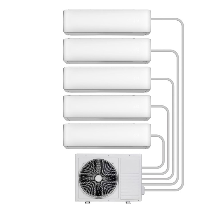 electriQ iQool Multi-Split 5 x 12000 BTU Smart Wall Mounted Air Conditioner with Heat Pump - Pipe Kits Included