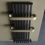 Gunmetal Vertical Single Panel Radiator with Brass Towel Bars 1200 x 500mm - Iraya