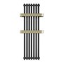 Gunmetal Vertical Single Panel Radiator with Brass Towel Bars 1200 x 500mm - Iraya