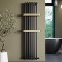 Gunmetal Vertical Single Panel Radiator with Brass Towel Bars 1600 x 500mm - Iraya