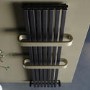 Gunmetal Vertical Single Panel Radiator with Brass Towel Bars 1600 x 500mm - Iraya