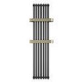 Gunmetal Vertical Single Panel Radiator with Brass Towel Bars 1600 x 500mm - Iraya
