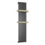 Gunmetal Vertical Single Panel Radiator with Brass Towel Bars 1600 x 500mm - Iraya