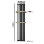 Gunmetal Vertical Single Panel Radiator with Brass Towel Bars 1600 x 500mm - Iraya