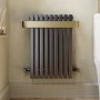 Gunmetal Single Panel Radiator with Brass Towel Bar 600 x 600mm - Iraya