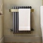 Gunmetal Single Panel Radiator with Brass Towel Bar 600 x 600mm - Iraya