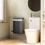 Gunmetal Single Panel Radiator with Brass Towel Bar 600 x 600mm - Iraya