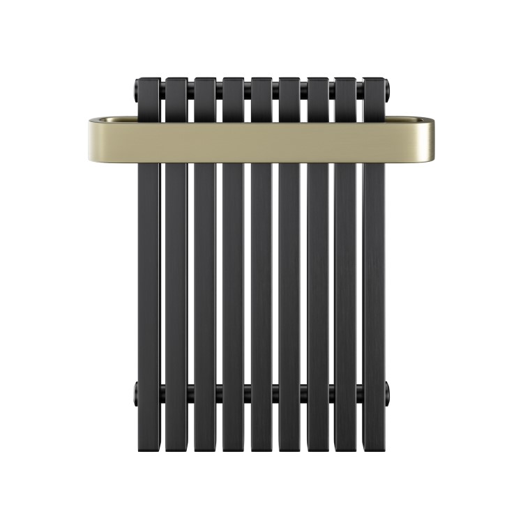 Gunmetal Single Panel Radiator with Brass Towel Bar 600 x 600mm - Iraya