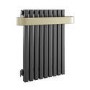 Gunmetal Single Panel Radiator with Brass Towel Bar 600 x 600mm - Iraya
