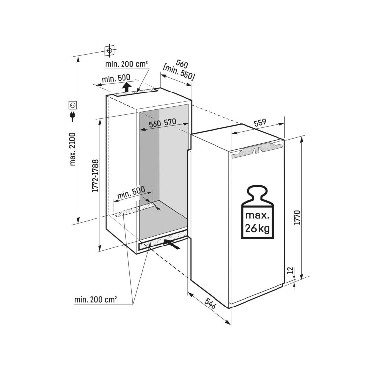 Liebherr 293 Litre Integrated Larder Fridge With Biofresh