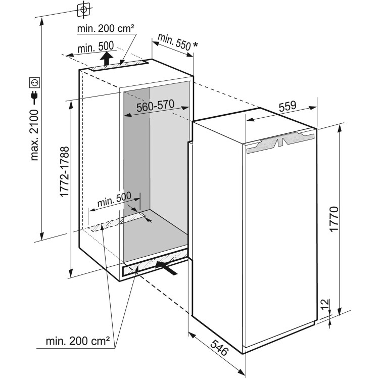 Liebherr 309 Litre In-column Integrated Larder Fridge