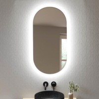 Oval Backlit Heated Bathroom Mirror with Lights 500 x 1000mm - Irena Oval Backlit Heated Bathroom Mirror with Lights 500 x 1000mm - Irena