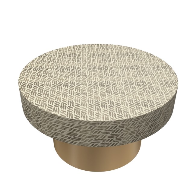 Gold & White Round Patterned Coffee Table - Iris