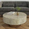 Gold &amp; White Round Patterned Coffee Table - Iris