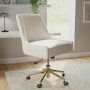 Cream Fabric Swivel Armless Office Chair - Iris