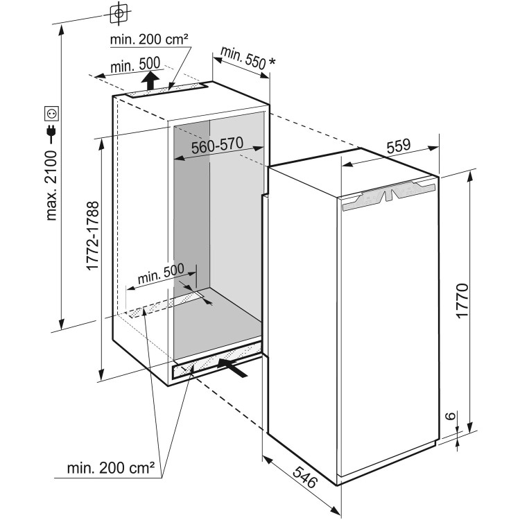 Refurbished Liebherr IRf5101 Integrated 182 Litre In-column Fridge White
