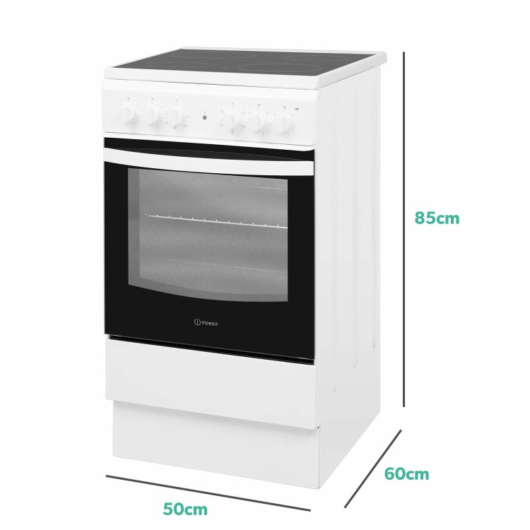 Refurbished Indesit IS5V4KHW 50cm Single Oven Electric Cooker With Ceramic Hob White
