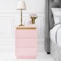 Pink High Gloss 3 Drawer Bedside Table with Metallic Trim - Isabella