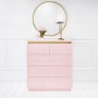 Pink High Gloss Chest of 5 Drawers with Metallic Trim - Isabella