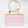 Pink High Gloss Wide Chest of Drawers with a Gold Trim - Isabella 