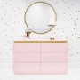 Pink High Gloss Wide Chest of Drawers with a Gold Trim - Isabella 