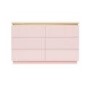 Pink High Gloss Wide Chest of Drawers with a Gold Trim - Isabella 