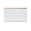 Wide White High Gloss Chest of Drawers with Metallic Trim - Isabella