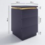 Navy Blue 3 Drawer Bedside Table with Metallic Trim - Isabella