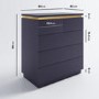 Navy Blue Chest of 5 Drawers with Metallic Trim - Isabella