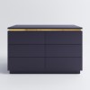 Wide Navy Blue Chest of 6 Drawers with Metallic Trim - Isabella