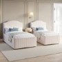 Cream Upholstered Single Bed Frame with Storage Drawer - Isabelle