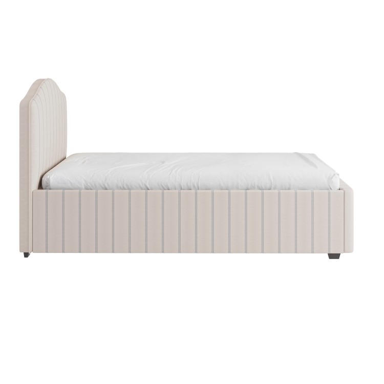 Cream Upholstered Single Bed Frame with Storage Drawer - Isabelle