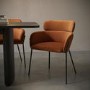 Set of 4 Burnt Orange Velvet Curved Dining Chairs - Isla