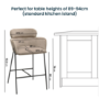Beige Velvet Curved Kitchen Stool with Back - Isla