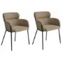 Set of 2 Beige Faux Leather Curved Dining Chairs - Isla