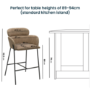 Beige Faux Leather Curved Kitchen Stool with Back - Isla