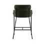 Green Velvet Curved Kitchen Stool with Back - Isla